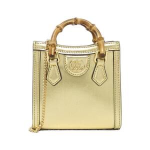 Gucci Diana bag metallic gold leather signature bamboo